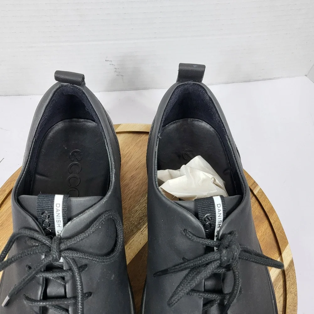 ECCO Soft 8 Mens Black Leather Sneakers Danish Design 440504-11001 Size 44 US 10